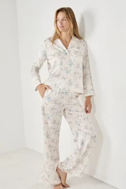 ETAM Partes De Abajo De Pijama|Pantalones de pijama estampados satinados ESTAMPADO BLANCO ROTO