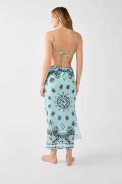 ETAM Accesorios|Túnicas Y Vestidos De Playa|Pareo de algodón estampado ESTAMPADO FONDO AZUL
