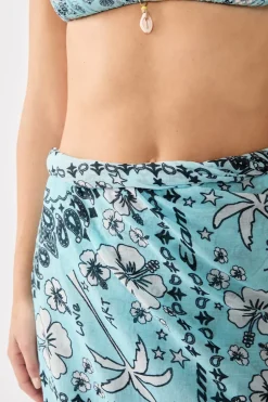 ETAM Accesorios|Túnicas Y Vestidos De Playa|Pareo de algodón estampado ESTAMPADO FONDO AZUL