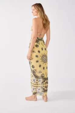ETAM Accesorios|Túnicas Y Vestidos De Playa|Pareo de algodón estampado ESTAMPADO FONDO AMARILLO