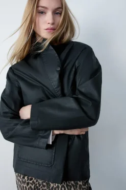ETAM Abrigos|Parka con cuello de pana VERDE