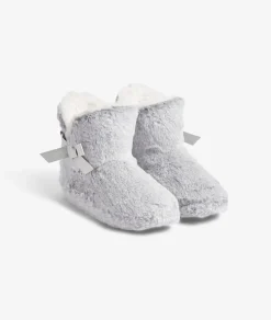 ETAM Zapatillas|Patucos de peluche con lazos Corgi GRIS CLARO