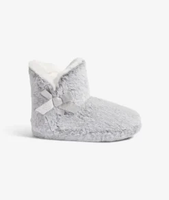 ETAM Zapatillas|Patucos de peluche con lazos Corgi GRIS CLARO