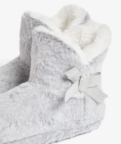 ETAM Zapatillas|Patucos de peluche con lazos Corgi GRIS CLARO
