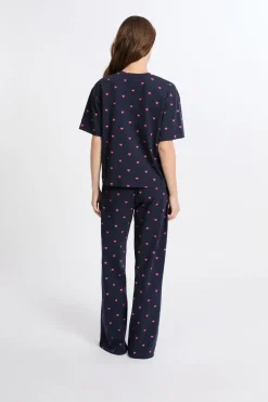 ETAM Los Pijamas Más Responsables|Pijamas 2 Y 3 Piezas|Pijama de 2 piezas con estampado de corazones de algodón MARINO
