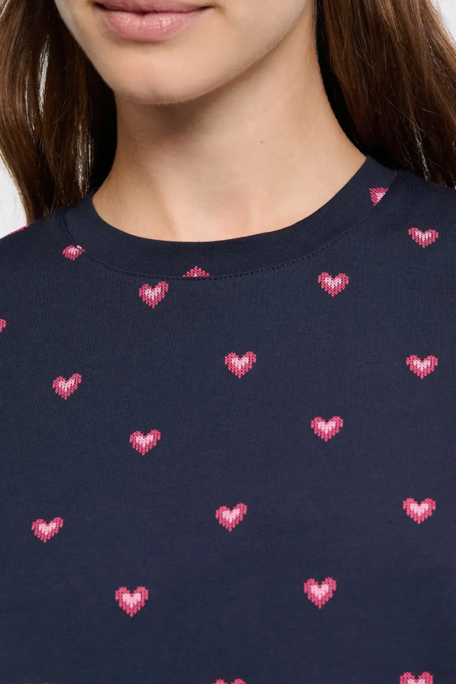 ETAM Los Pijamas Más Responsables|Pijamas 2 Y 3 Piezas|Pijama de 2 piezas con estampado de corazones de algodón MARINO