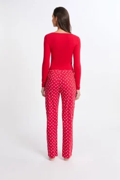 ETAM Los Pijamas Más Responsables|Pijamas 2 Y 3 Piezas|Pijama de 2 piezas con estampado de algodón ROJO