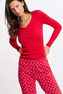 ETAM Los Pijamas Más Responsables|Pijamas 2 Y 3 Piezas|Pijama de 2 piezas con estampado de algodón ROJO