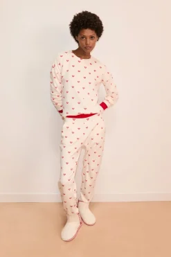ETAM Los Pijamas Más Responsables|Pijamas 2 Y 3 Piezas|Pijama de 2 piezas con estampado de corazones CRUDO