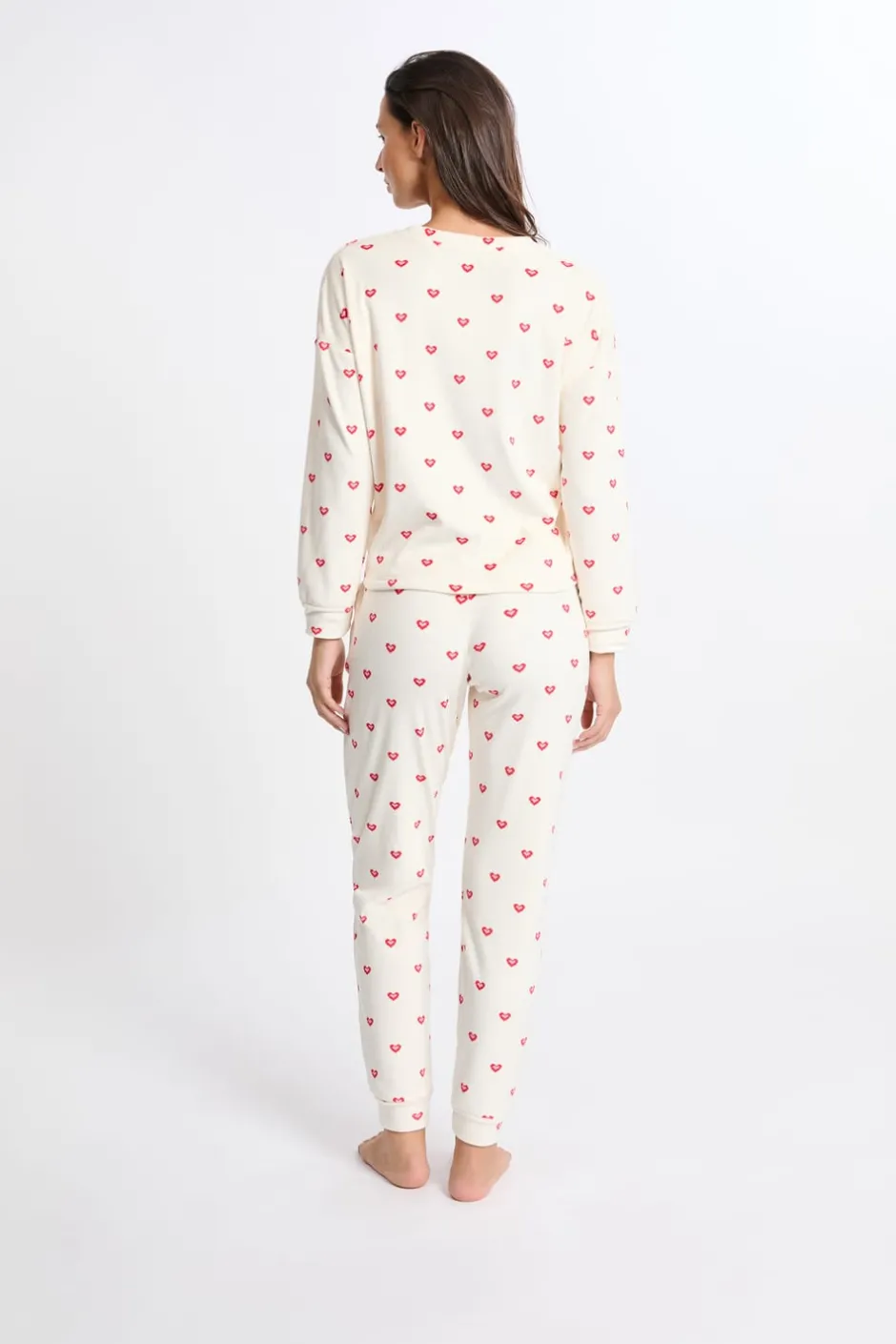 ETAM Los Pijamas Más Responsables|Pijamas 2 Y 3 Piezas|Pijama de 2 piezas con estampado de corazones CRUDO