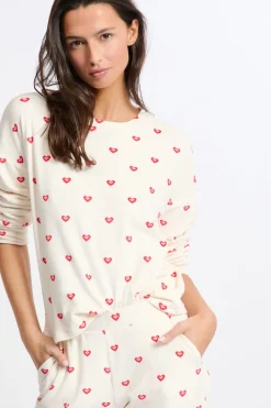 ETAM Los Pijamas Más Responsables|Pijamas 2 Y 3 Piezas|Pijama de 2 piezas con estampado de corazones CRUDO