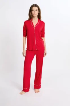 ETAM Los Pijamas Más Responsables|Pijamas 2 Y 3 Piezas|Pijama de 2 piezas de manga larga ROJO