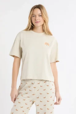 ETAM Los Pijamas Más Responsables|Pijamas 2 Y 3 Piezas|Pijama de dos piezas con estampado de perros BEIGE