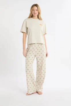 ETAM Los Pijamas Más Responsables|Pijamas 2 Y 3 Piezas|Pijama de dos piezas con estampado de perros BEIGE