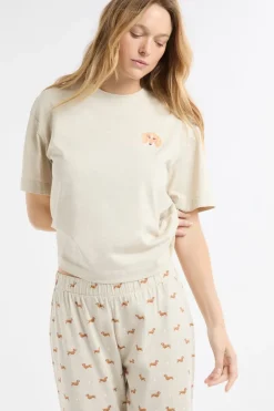 ETAM Los Pijamas Más Responsables|Pijamas 2 Y 3 Piezas|Pijama de dos piezas con estampado de perros BEIGE