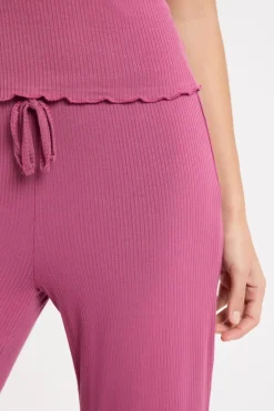 ETAM Los Pijamas Más Responsables|Pijamas 2 Y 3 Piezas|Pijama de dos piezas de punto acanalado con detalles de encaje PETUNIA