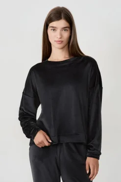 ETAM Homewear|Pijamas Calentitos|Pijama de terciopelo sudadera NEGRO
