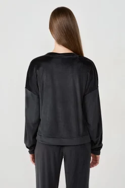 ETAM Homewear|Pijamas Calentitos|Pijama de terciopelo sudadera NEGRO