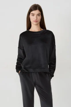 ETAM Homewear|Pijamas Calentitos|Pijama de terciopelo sudadera NEGRO