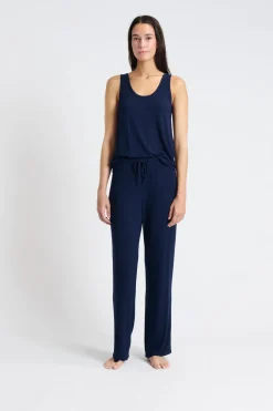 ETAM Pijamas Calentitos|Pijamas 2 Y 3 Piezas|Pijama de tres piezas de satén AZUL OSCURO