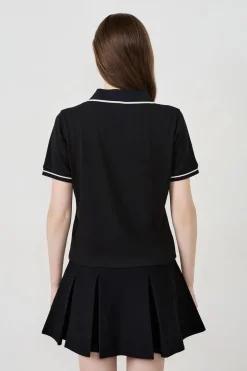 ETAM Manga Corta|De Rayas|Polo de manga corta de algodón NEGRO