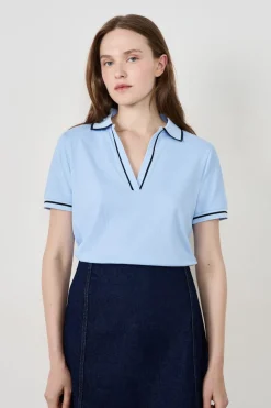 ETAM Manga Corta|De Rayas|Polo de manga corta de algodón AZUL