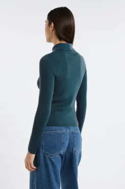 ETAM Cuello En V|Jerséis|Polo de manga larga VERDE PATO
