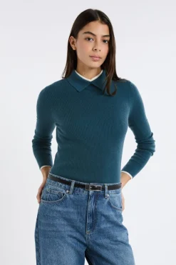ETAM Cuello En V|Jerséis|Polo de manga larga VERDE PATO