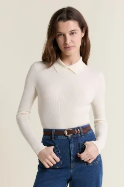 ETAM Cuello En V|Jerséis|Polo de manga larga crudo