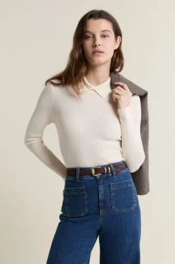 ETAM Cuello En V|Jerséis|Polo de manga larga crudo