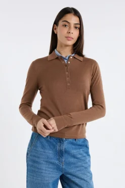 ETAM Jerséis|Polo de manga larga de lana CHOCOLATE