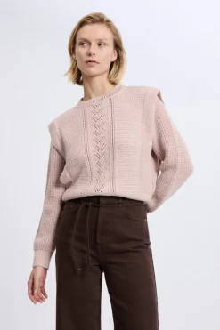 ETAM Cuello Redondo|Jerséis|Pull à épaulettes avec laine ROSE CLAIR