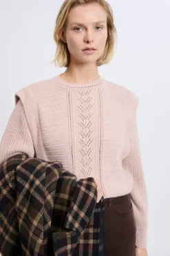 ETAM Cuello Redondo|Jerséis|Pull à épaulettes avec laine ROSE CLAIR