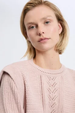 ETAM Cuello Redondo|Jerséis|Pull à épaulettes avec laine ROSE CLAIR