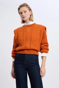 ETAM Cuello Redondo|Jerséis|Pull à épaulettes avec laine ORANGE