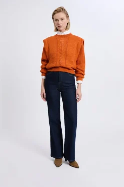 ETAM Cuello Redondo|Jerséis|Pull à épaulettes avec laine ORANGE