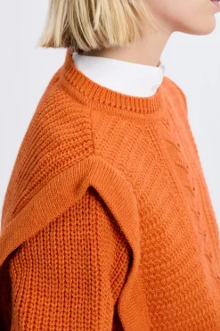 ETAM Cuello Redondo|Jerséis|Pull à épaulettes avec laine ORANGE