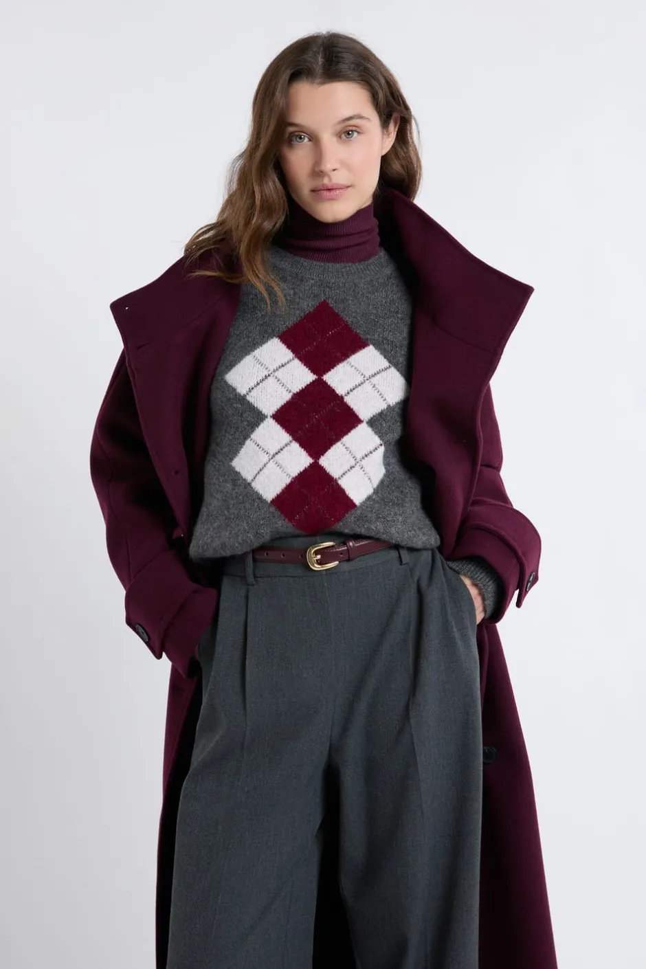 ETAM Fantasía|Cuello Redondo|Pull col rond à motifs GRIS CLAIR