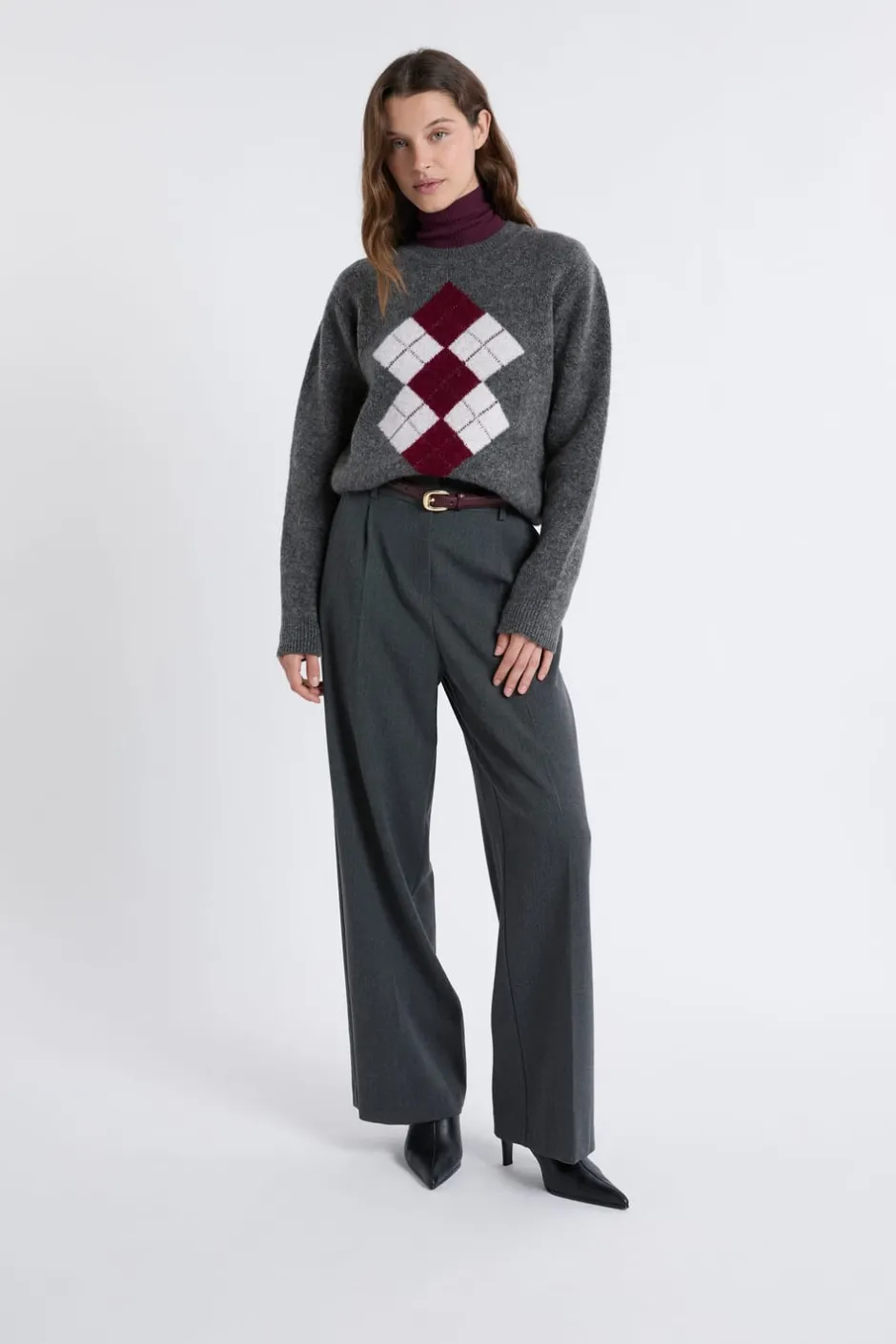 ETAM Fantasía|Cuello Redondo|Pull col rond à motifs GRIS CLAIR