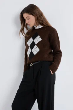 ETAM Fantasía|Cuello Redondo|Pull col rond à motifs CHOCOLAT