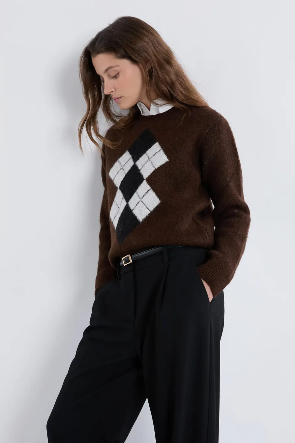 ETAM Fantasía|Cuello Redondo|Pull col rond à motifs CHOCOLAT