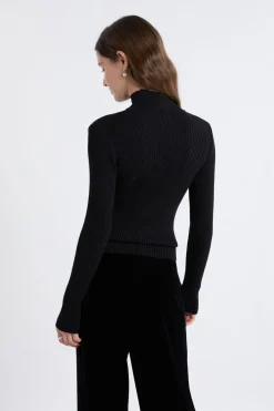 ETAM Cuello Alto|Jerséis|Pull en tricot irisé à col montant NOIR