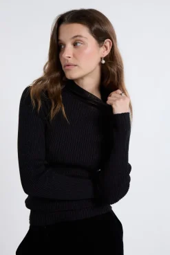 ETAM Cuello Alto|Jerséis|Pull en tricot irisé à col montant NOIR