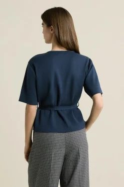 ETAM Cuello Redondo|Jerséis|Pull manches courtes ceinturée ENCRE