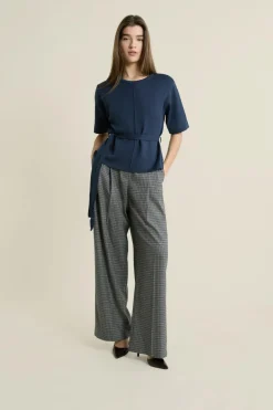 ETAM Cuello Redondo|Jerséis|Pull manches courtes ceinturée ENCRE