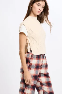 ETAM Accesorios|Ponchos, Sudaderas Y Chaquetas|Pull sans manches à nouer ECRU