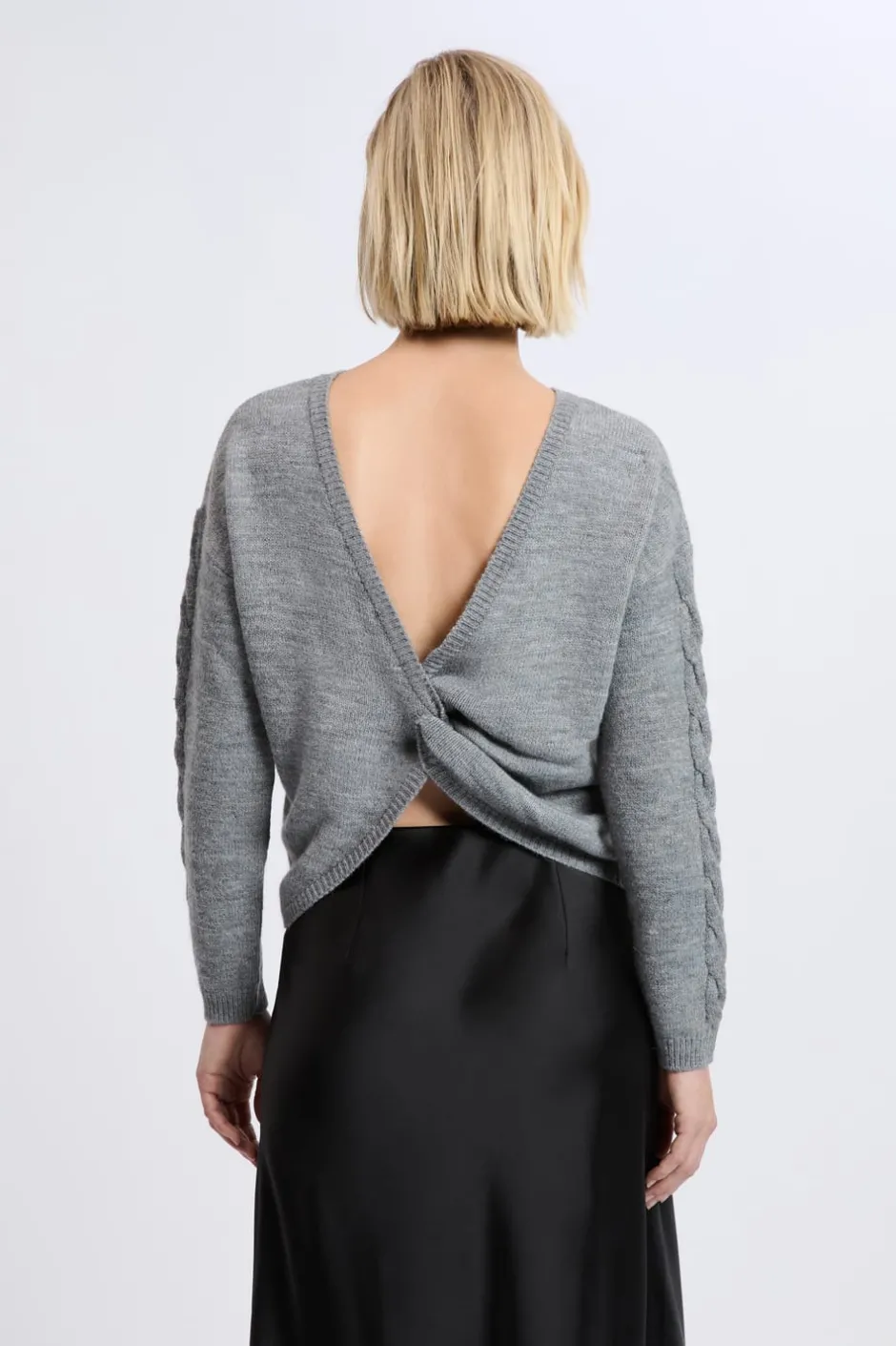 ETAM Jerséis|Pull torsadé dos nu GRIS