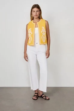 ETAM Chaquetas Sin Mangas|Sin Mangas|Rebeca bordada sin mangas AMARILLO