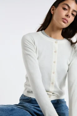 ETAM Cuello En V|Chaquetas|Rebeca de lana crudo