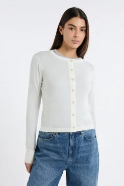 ETAM Cuello En V|Chaquetas|Rebeca de lana crudo